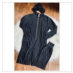 Savage Fenty Sleep And Shine Onesie Jumpsuit Hooded Metallic Black Gold Size 1X